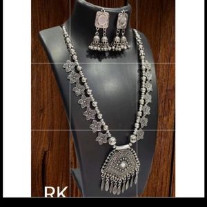 Oxidised silver jewellery necklace with earrings
